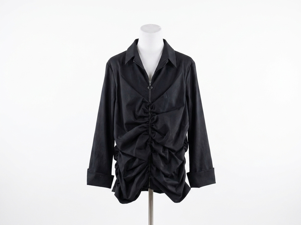 NEW SAMUEL DONG women's zip up blouse in black